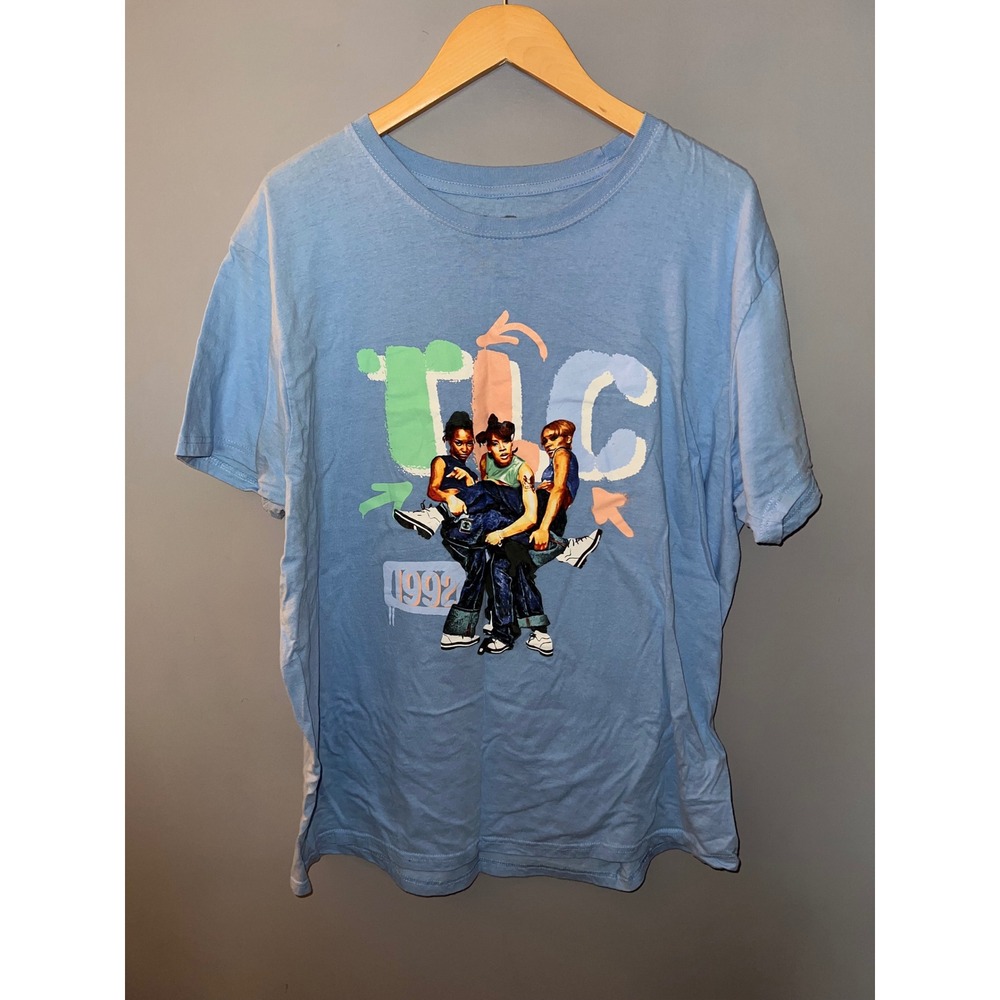 TLC Band Graphic T-Shirt Light Blue 1992 R&B Music Tee Size 2X